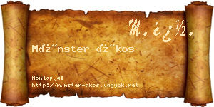 Münster Ákos névjegykártya